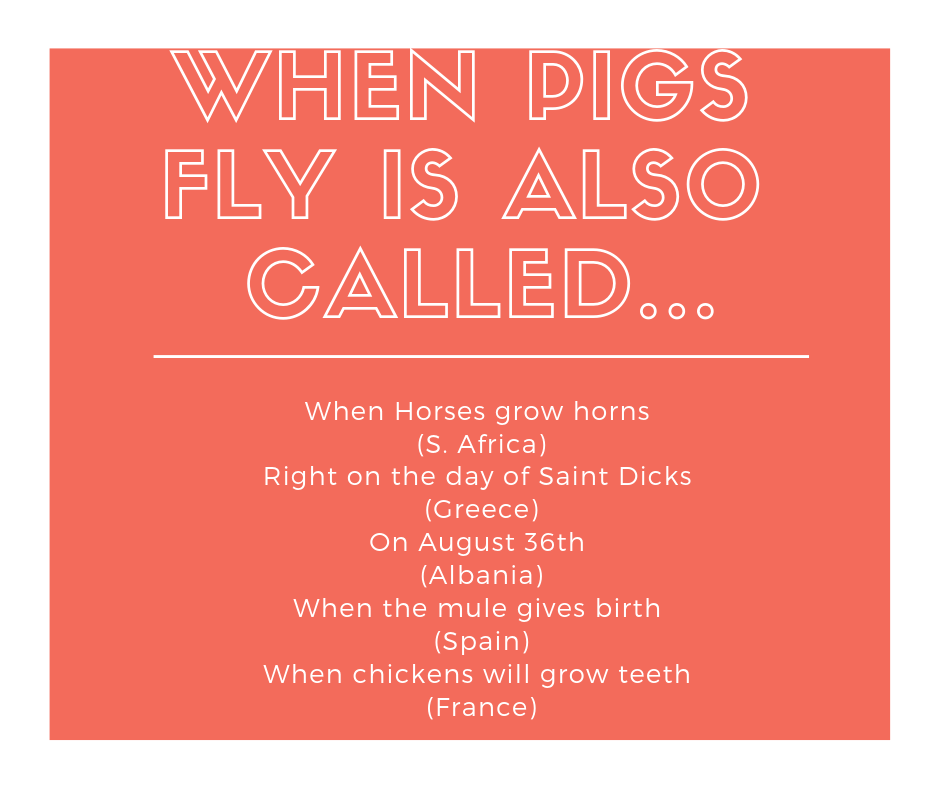 When pigs fly pigs might fly alternative phrases