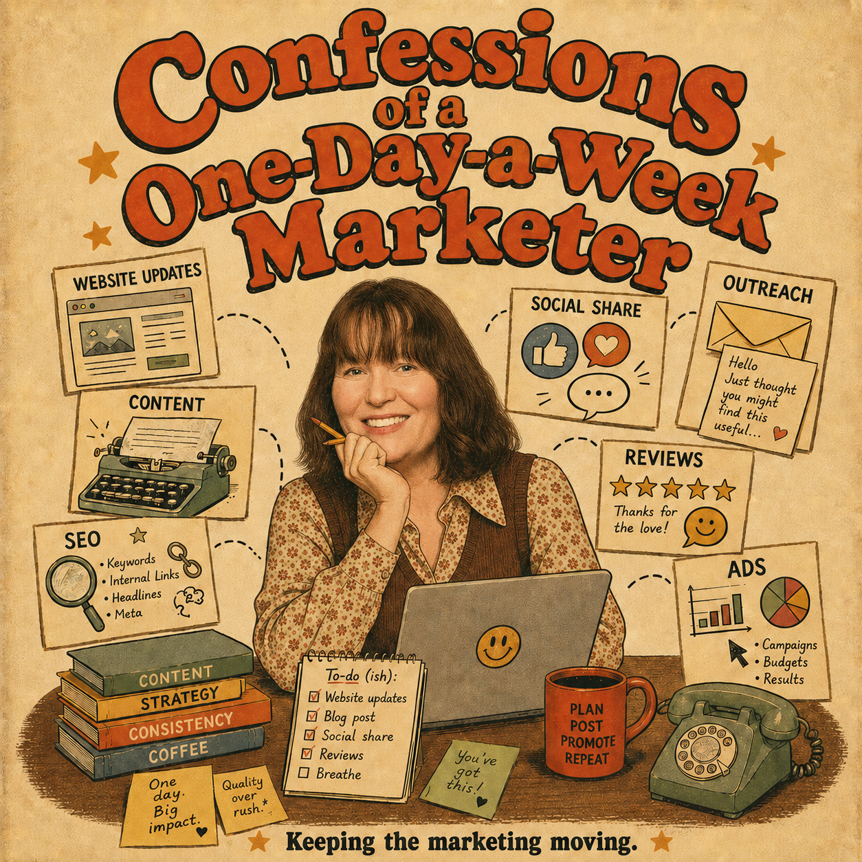 One-Day-A-Week Marketer Retro Image